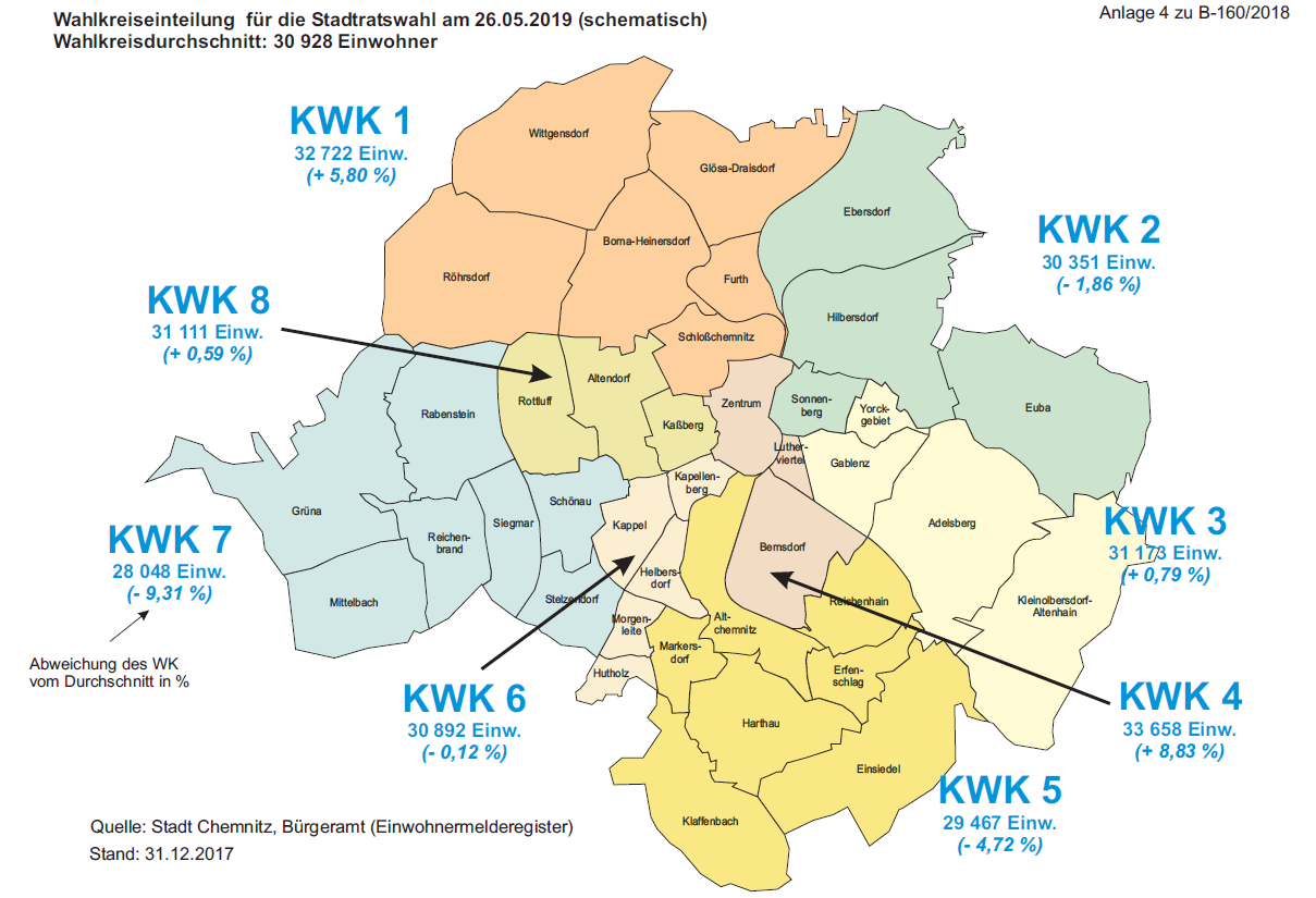 Übersicht der Wahlkreise und Wahlbezirke